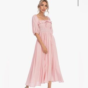Women Pink Summer Half Sleeve  Ruffled Flowy Midi Dress NWT XL 16/18